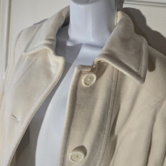JASON KOLE Cream Wool Blend Lined Pea Coat White Dressy Classy Jacket Medium - Picture 2 of 6